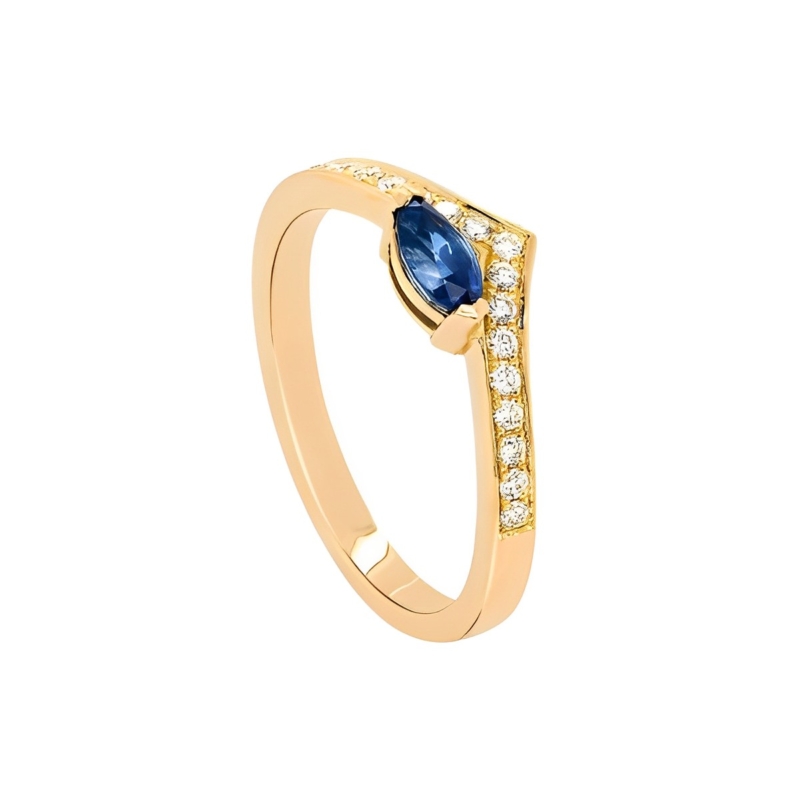 Bague or jaune 18 carats saphir et diamants alma
