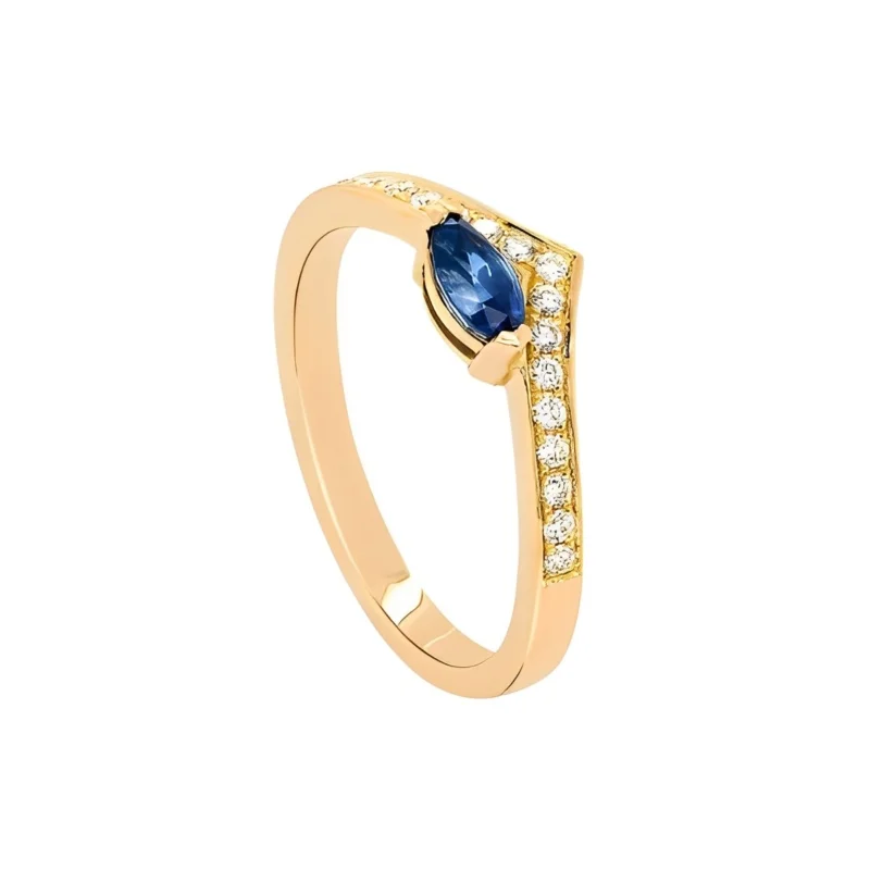 Bague or jaune 18 carats saphir et diamants alma