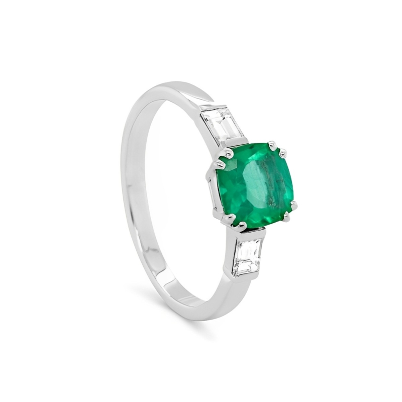 Bague Zamarat en or blanc 18 carats émeraude et diamants