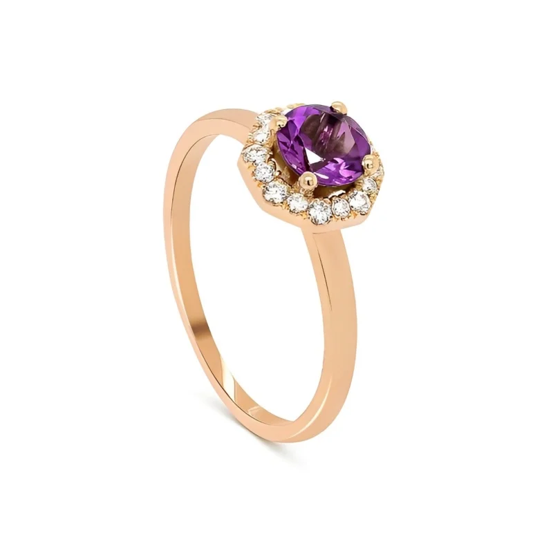 Bague Tourmaline or rose 18k diamants