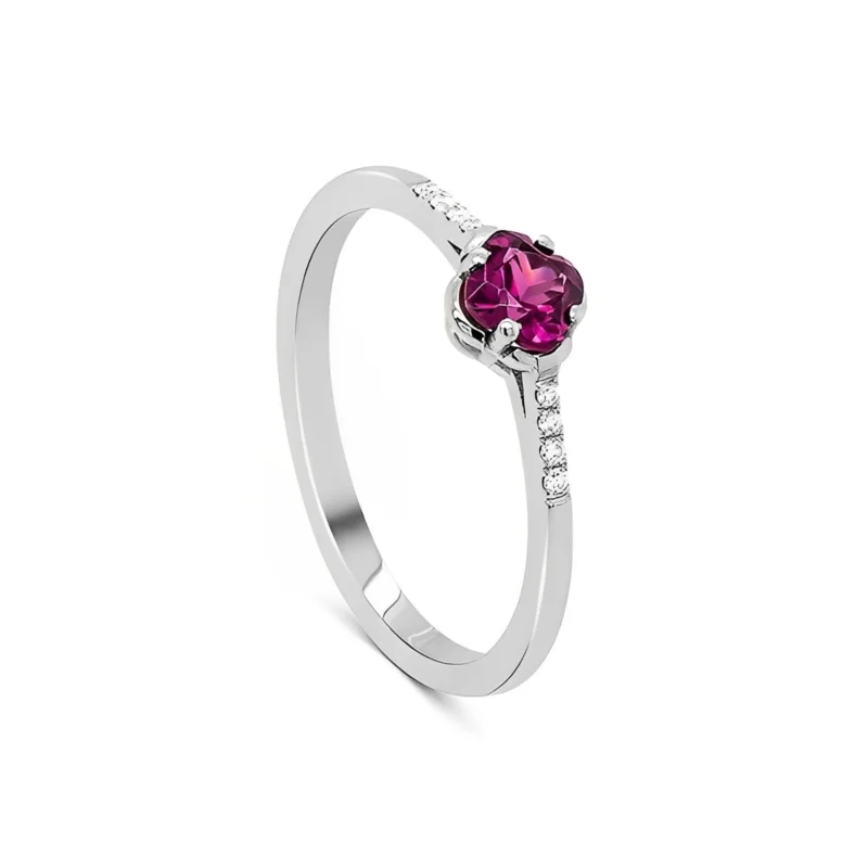 Bague en Or blanc 18 carats sertie d'une tourmaline et de diamants Rosalia