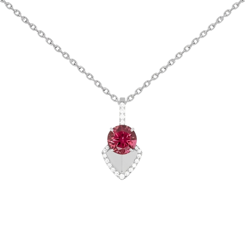 Pendentif en Or blanc 18 carats serti d'une tourmaline et de diamants - Cérès