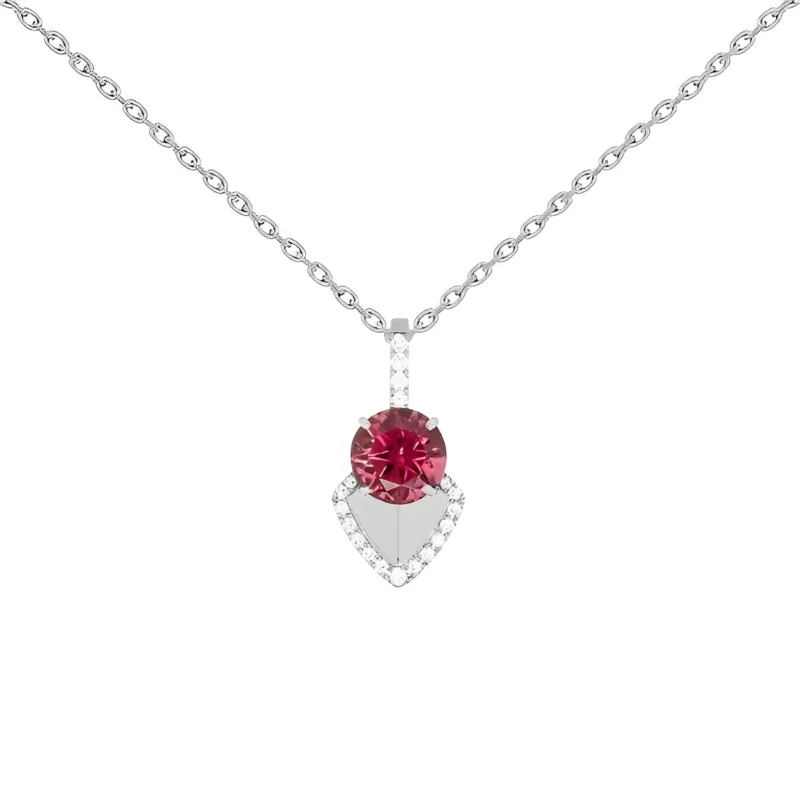 Pendentif en Or blanc 18 carats serti d'une tourmaline et de diamants - Cérès